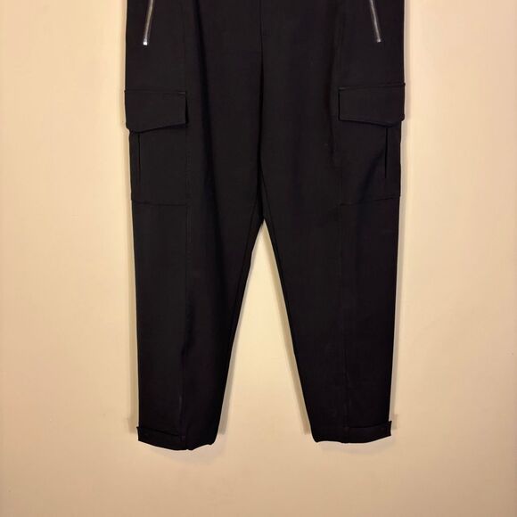 Athleta Black Cargo Zipper Pocket Straight Leg Pants Women's 14 - Picture 4 of 8